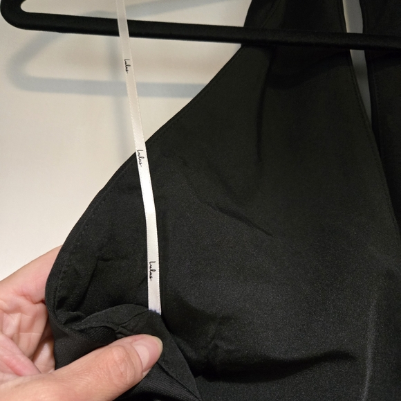 Lulus Beyond Classy Black Satin Halter Midi Dress - Size S - Picture 9 of 9